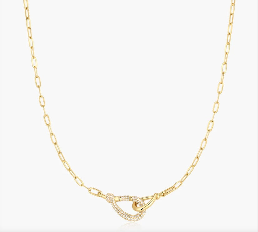 Gold Vermeil Ania Haie Interlocked Pavé &amp; Polished Knot Necklace