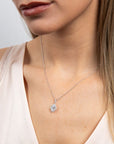 Sterling Silver Diamonfire Oval Cluster Pendant Necklace