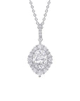 Sterling Silver Diamonfire Oval Cluster Pendant Necklace
