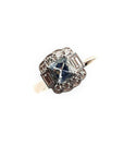 Platinum Vintage Style Aquamarine & Diamond Cluster Ring