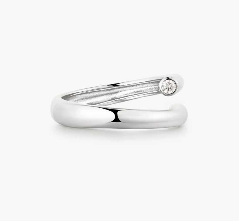 Sterling Silver Ania Haie Spiral Bezel-End Adjustable Ring