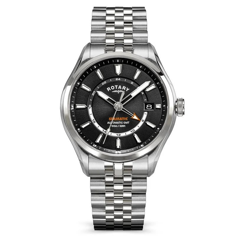 Gents Steel Rotary Seamatic 100 GMT Automatic Watch on Bracelet
