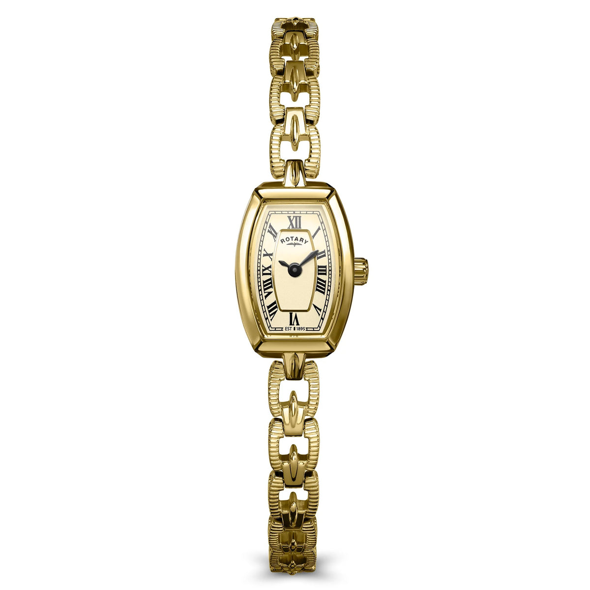 Ladies Gold PVD Rotary 1895 Tonneau Watch on Bracelet