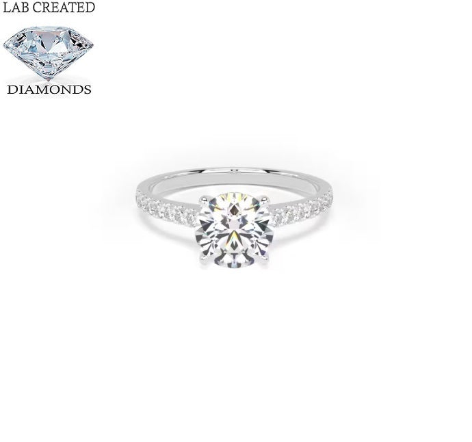 18ct White Gold 0.97ct Laboratory Grown Round Brilliant Cut Diamond Ring With Diamond Shoulders