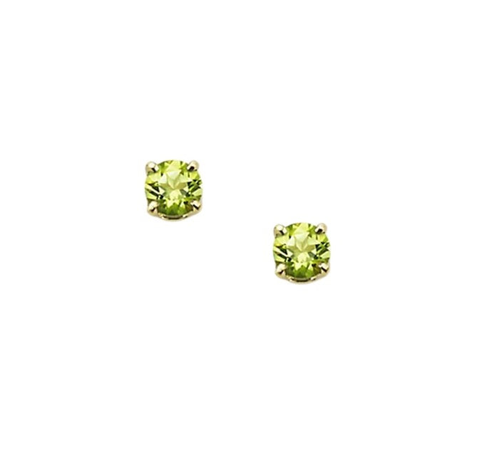 9ct Yellow Gold Round Peridot Stud Earrings