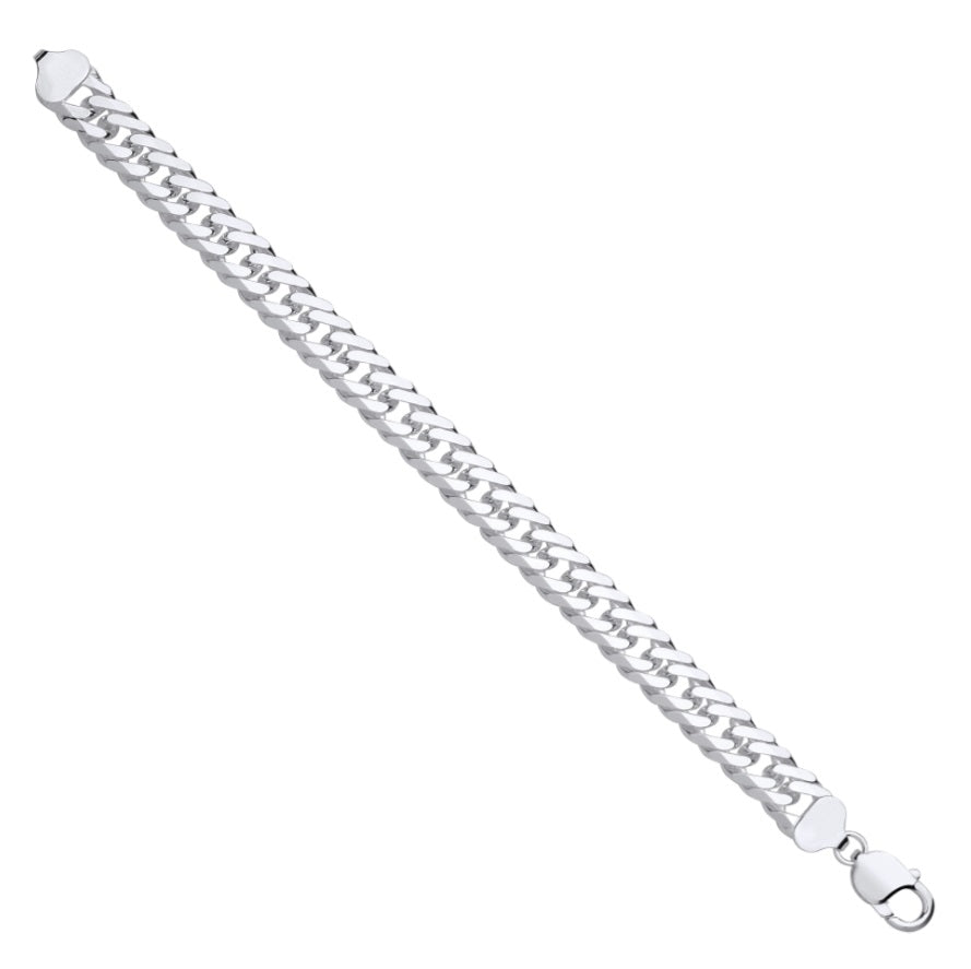 Mens Sterling Silver Heavy Double Curb Link Bracelet