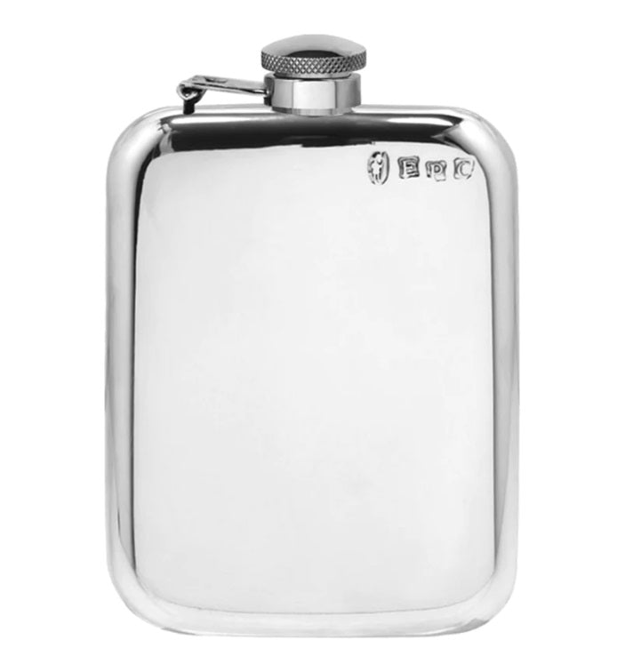 6oz Plain Pewter Hip Flask with Hinged Captive Top