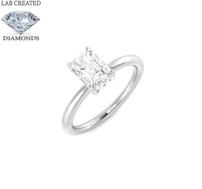 9ct White Gold 1.14ct Laboratory Grown Radiant Cut Solitaire Diamond Ring