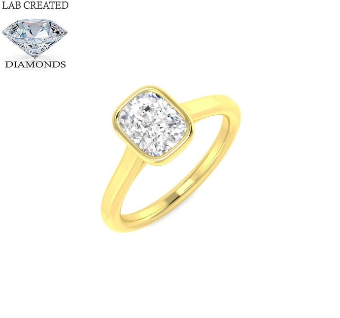 9ct Yellow Gold 1.02ct Laboratory Grown Cushion Cut Solitaire Diamond Ring