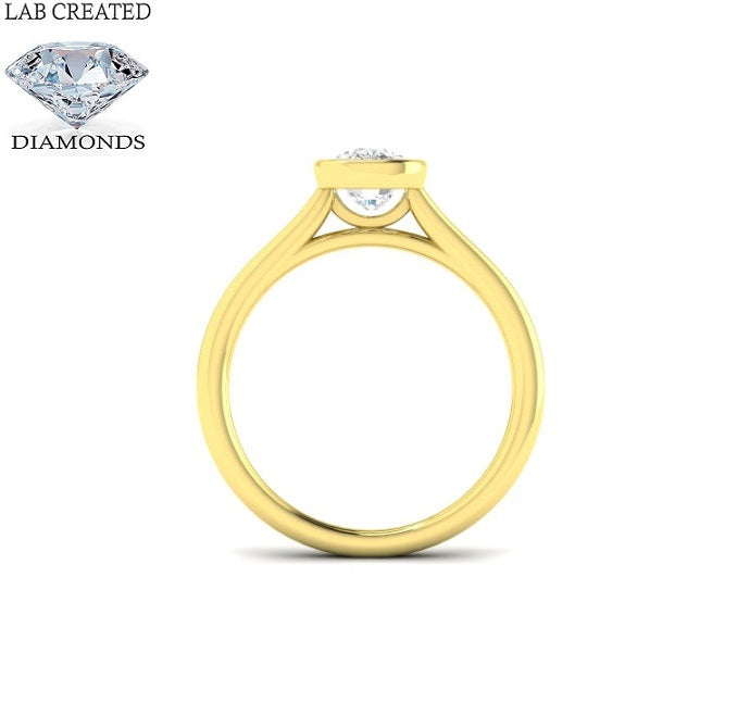 9ct Yellow Gold 1.02ct Laboratory Grown Cushion Cut Solitaire Diamond Ring