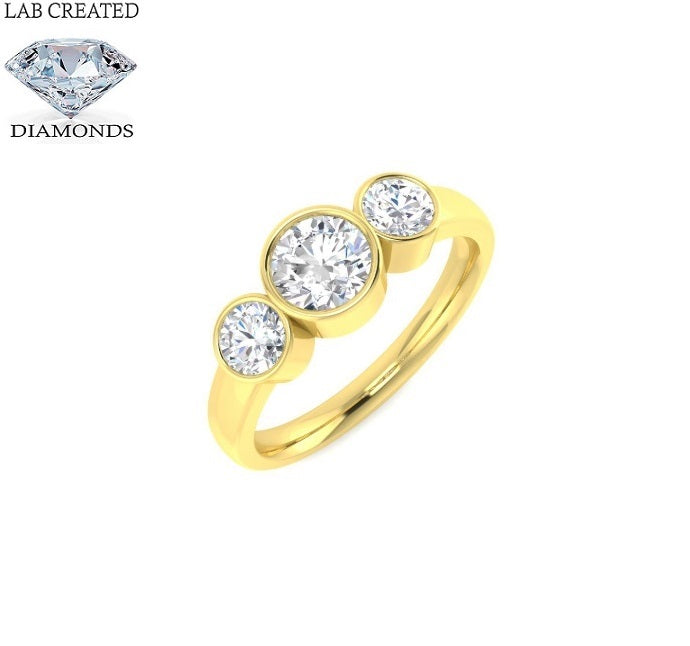 9ct Yellow Gold 1.08ct Laboratory Grown 3 Stone Diamond Ring