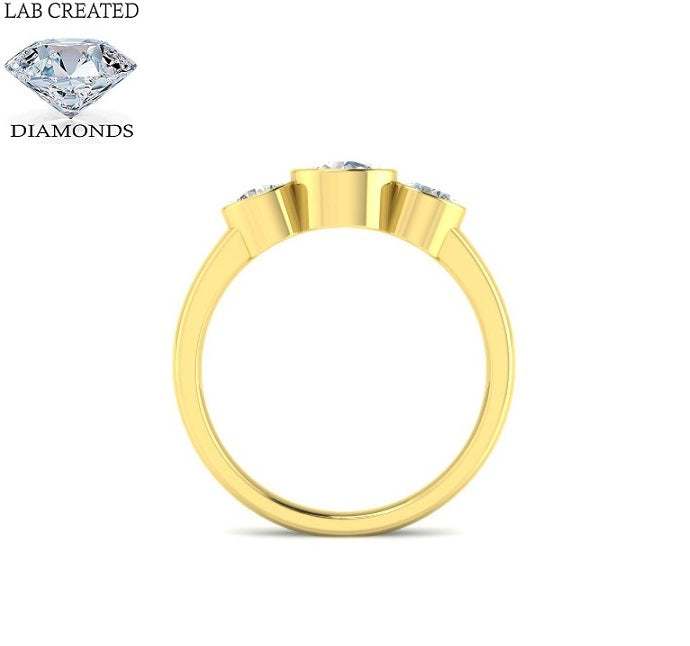 9ct Yellow Gold 1.08ct Laboratory Grown 3 Stone Diamond Ring