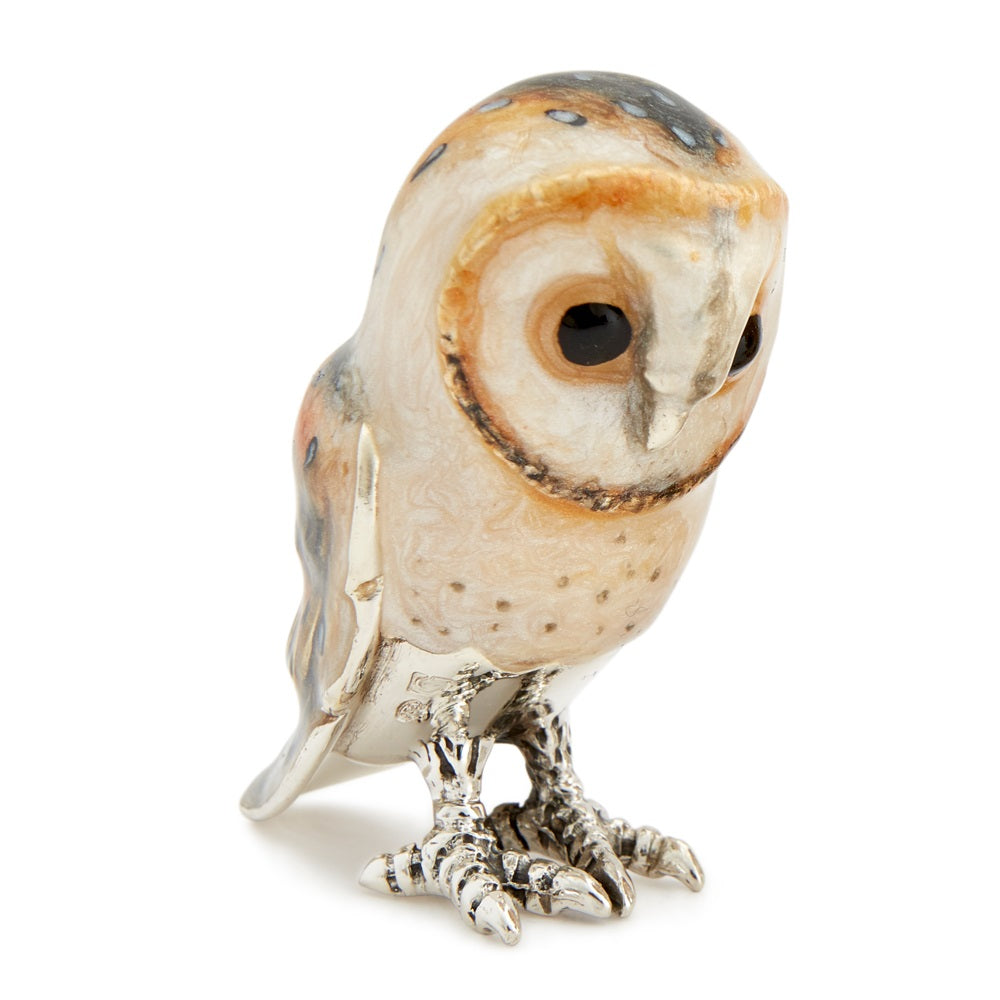 35mm Sterling Silver and Enamel Barn Owl