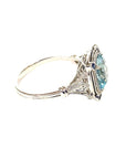 Pre Owned 18ct White Gold Aquamarine & Diamond Cluster Ring