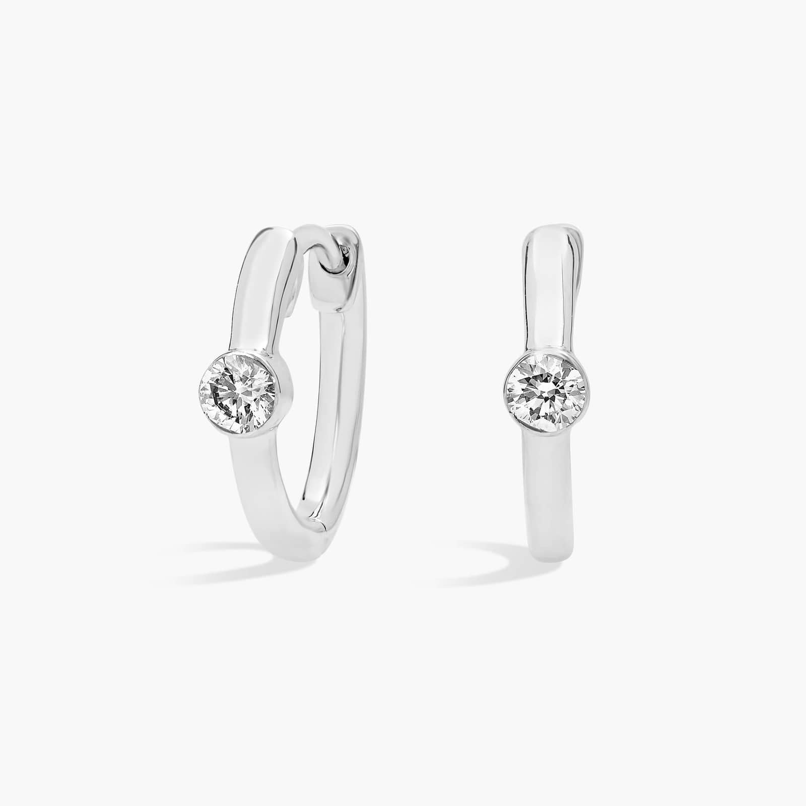 9ct White Gold Mini Diamond Huggie Hoop Earrings