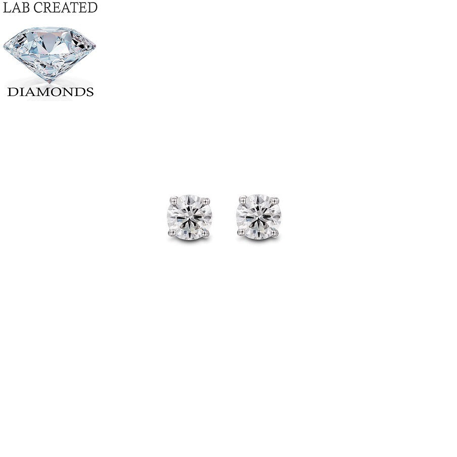 18ct White Gold 0.50ct Claw Set Lab Grown Diamond Stud Earrings