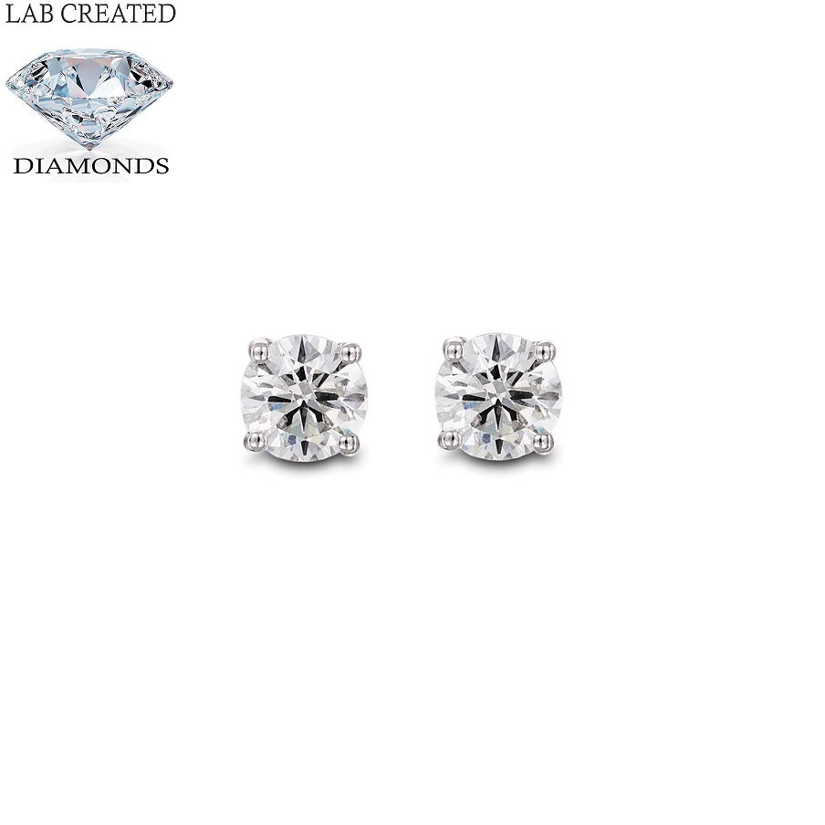 18ct White Gold 1.50ct Claw Set Lab Grown Diamond Stud Earrings