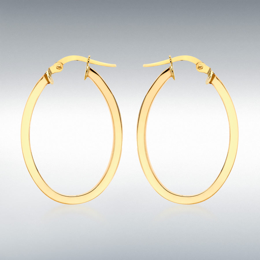 9ct Yellow Gold Oval Hoop Earrings