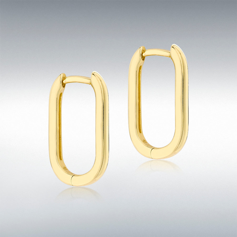 9ct Yellow Gold Rectangular Hoop Earrings