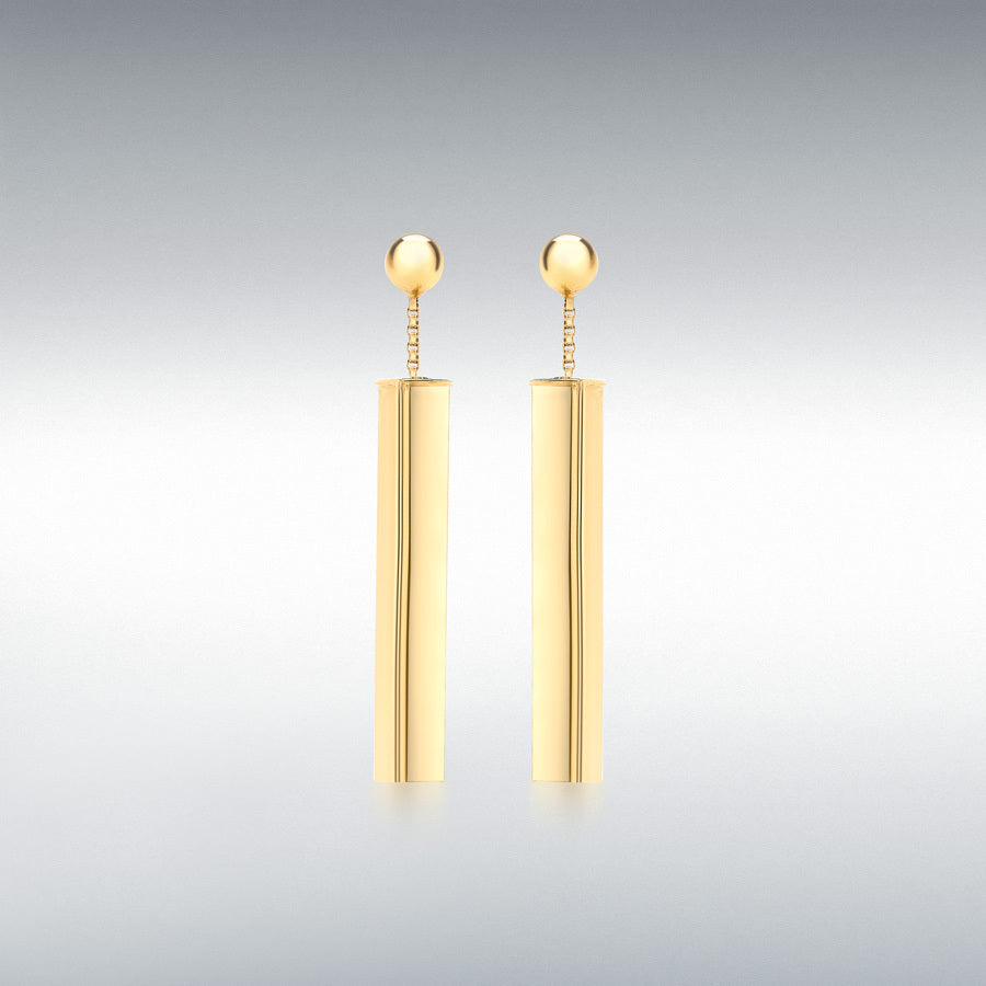 9ct Yellow Gold Square Bar Drop Earrings