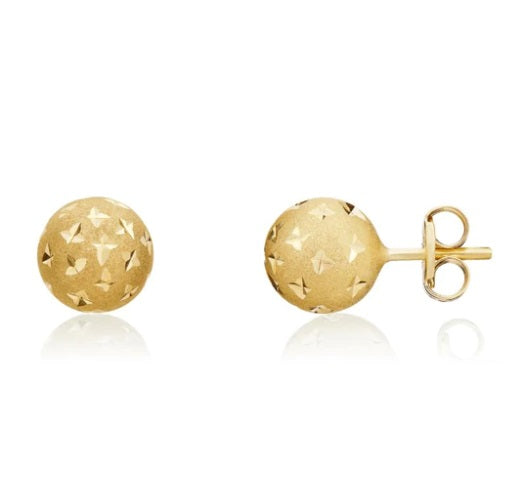 9ct Yellow Gold Star Ball Stud Earrings