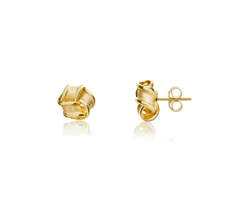 9ct Yellow Gold Ribbon Knot Stud Earrings