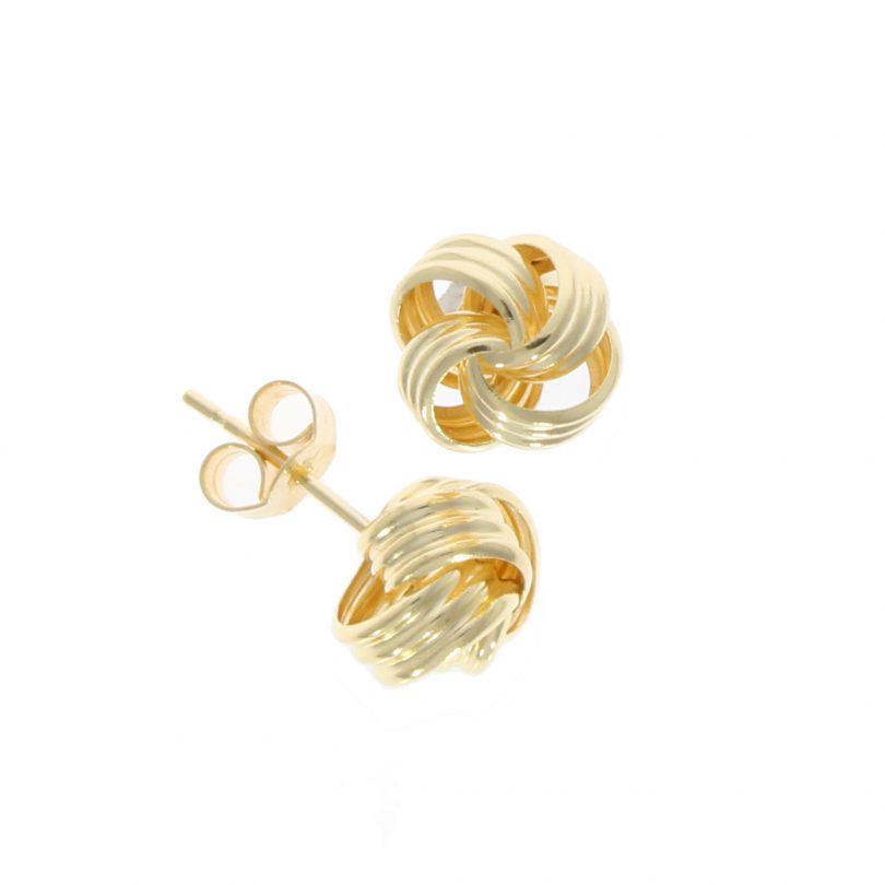 9ct Yellow Gold Ribbed Knot Stud Earrings