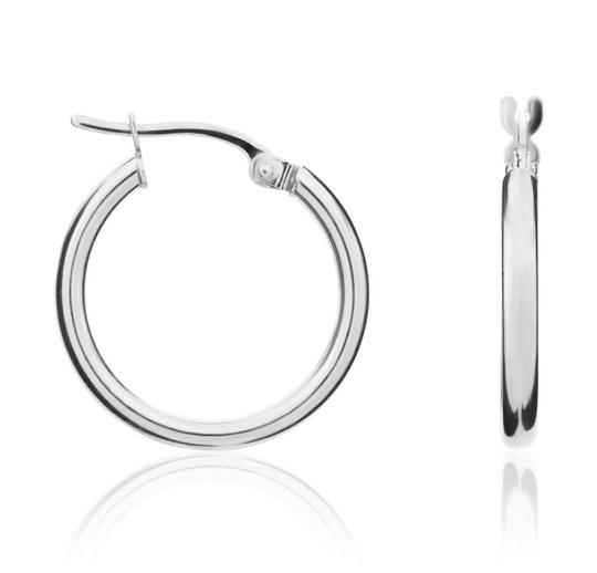 9ct White Gold Plain Hoop Earrings