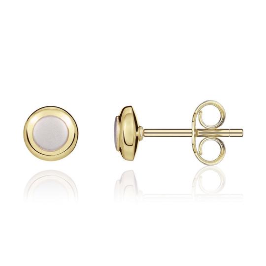 9ct 2 Colour Round Button Stud Earrings