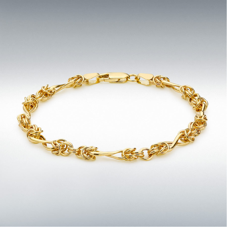 9ct Yellow Gold Twist Byzantine Link Bracelet