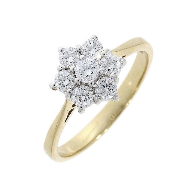 18ct Yellow Gold 0.50ct Cluster Diamond Ring