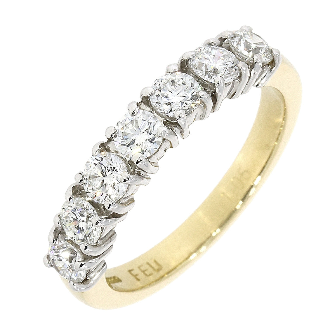 18ct Yellow Gold 1.00ct Diamond Half Eternity Ring