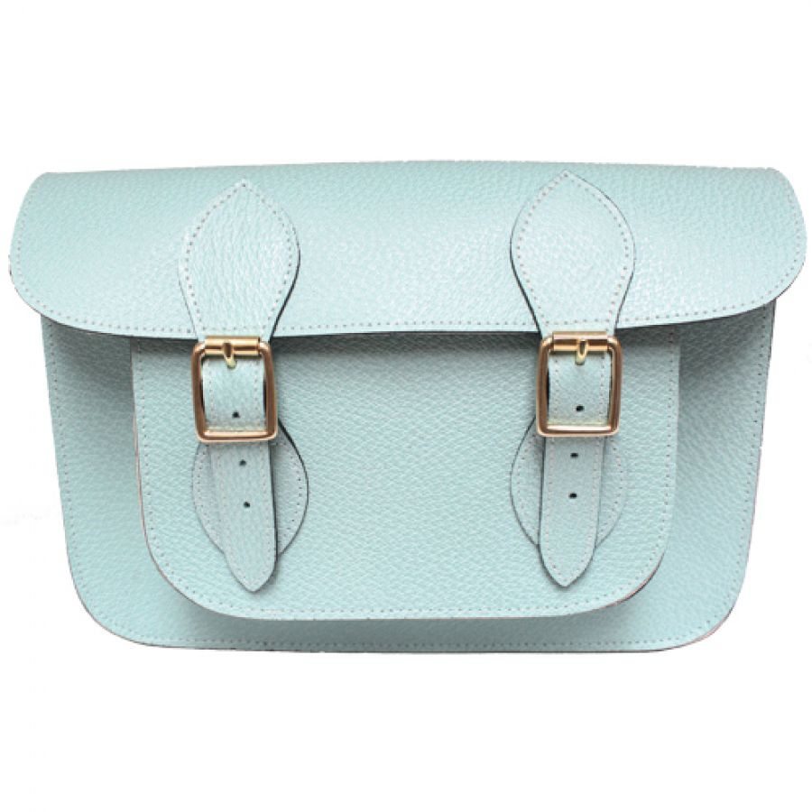 Marlborough of England 13 inch Aqua Pastel Leather Satchel