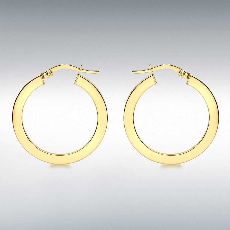 9ct Yellow Gold Polished Flat Hoop Earrings
