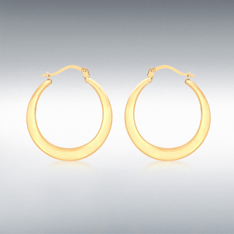 9ct Yellow Gold Polished Flat Creole Style Hoop Earrings