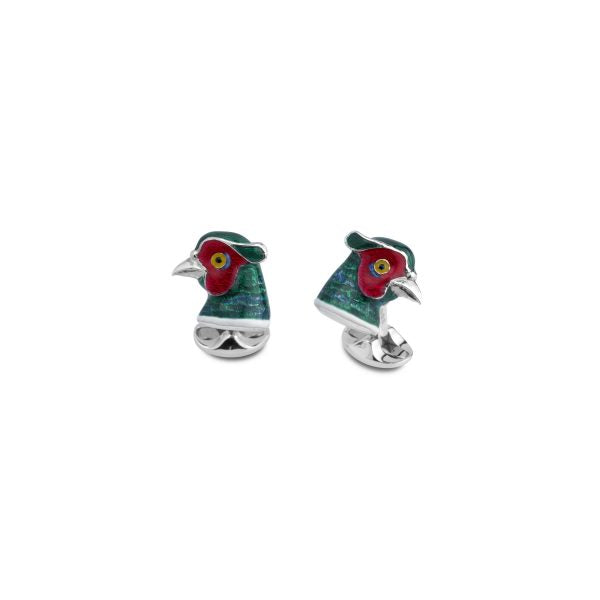 Deakin &amp; Francis Silver and Enamel Pheasant Cufflinks