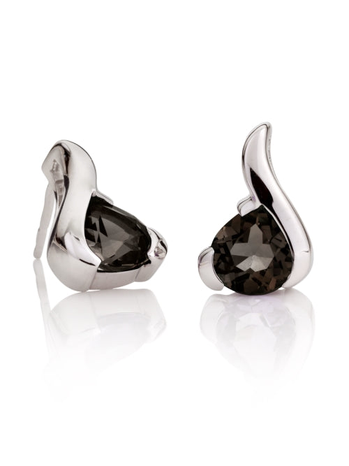 Sterling Silver Manja Smokey Quartz Sensual Stud Earrings