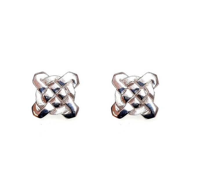 Pre Owned Sterling Silver Square Celtic Knot Stud Earrings