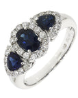 18ct White Gold Sapphire and Diamond Triple Cluster Ring