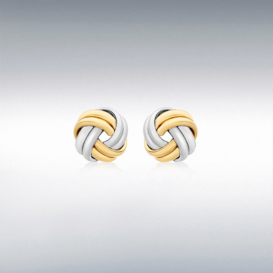 9ct 2 Colour Gold Knot Stud Earrings