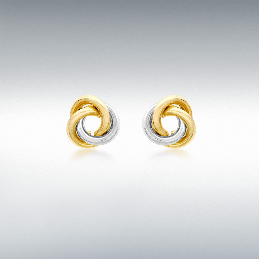 9ct 2 Colour Gold Knot Stud Earrings