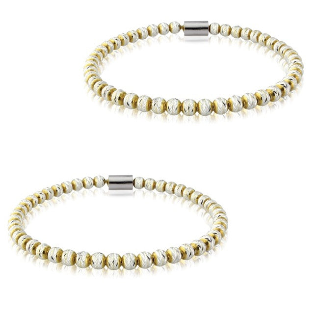 Pair of Silver Stacking Bead Micro Bracelets