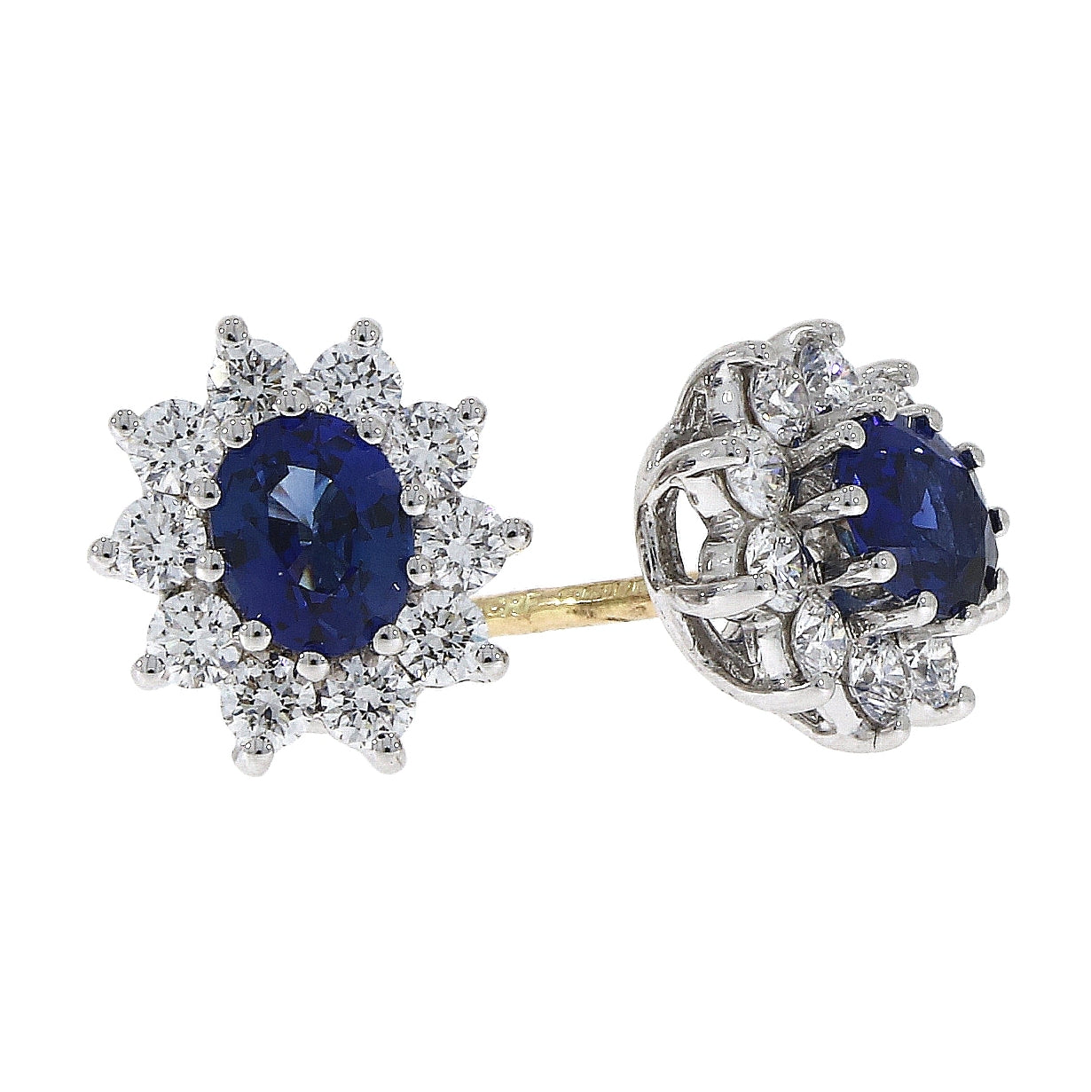18ct Yellow Gold Sapphire and Diamond Stud Earrings