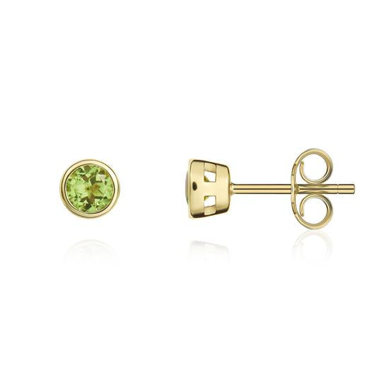 9ct Yellow Gold Round Peridot Stud Earrings