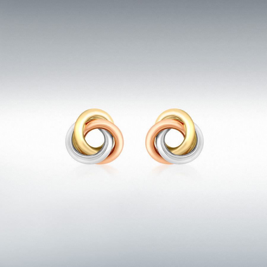 9ct 3 Colour Knot Stud Earrings