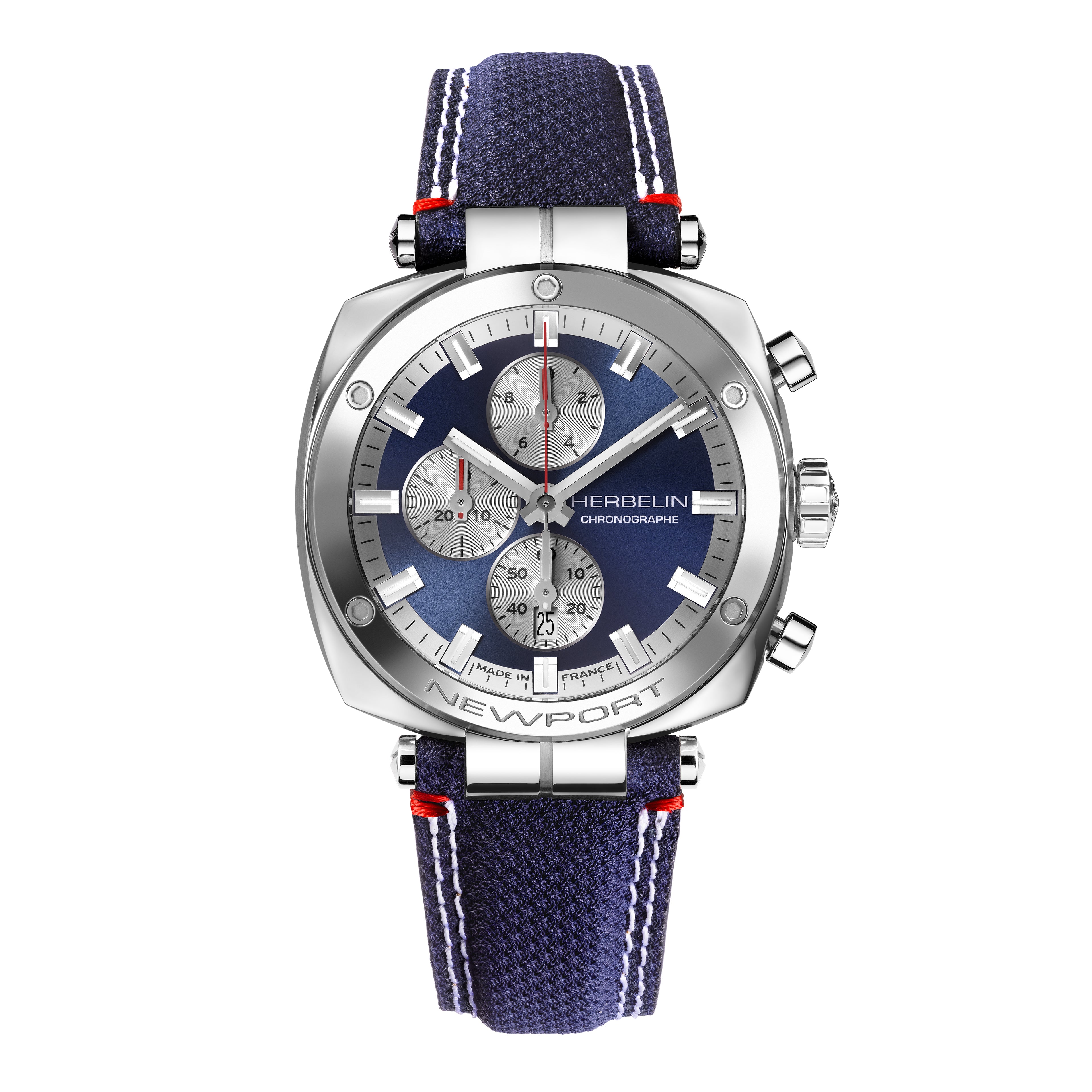 Mens Herbelin Newport Heritage Chronograph Watch on Leather Strap