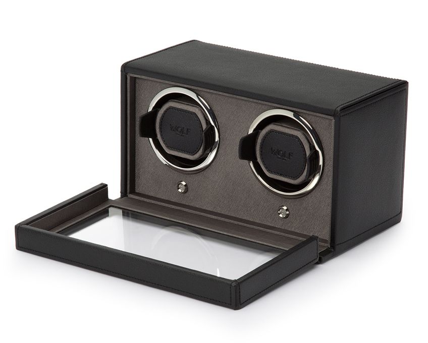 Black Wolf Double Cub Watch Winder With Cover