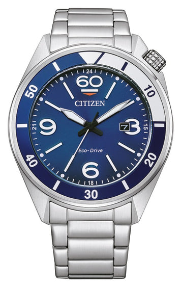 Mens Steel Citizen Eco Drive Sport Watch on Bracelet