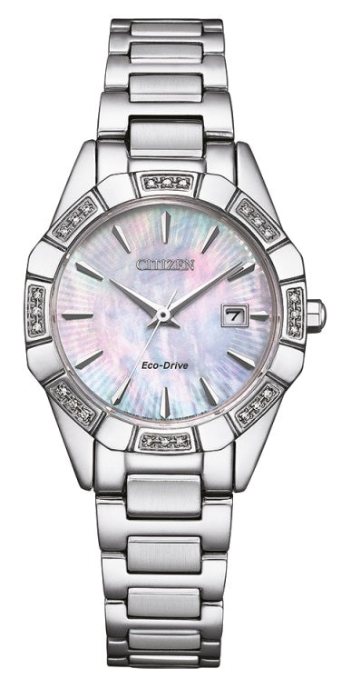 Ladies Steel Citizen Eco Drive Diamond Set Watch on Bracelet