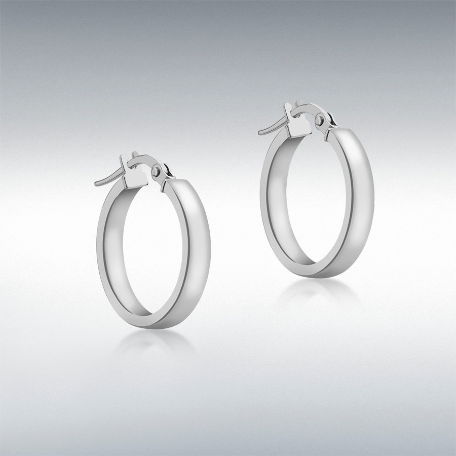 9ct White Gold Polished Hoop Earrings